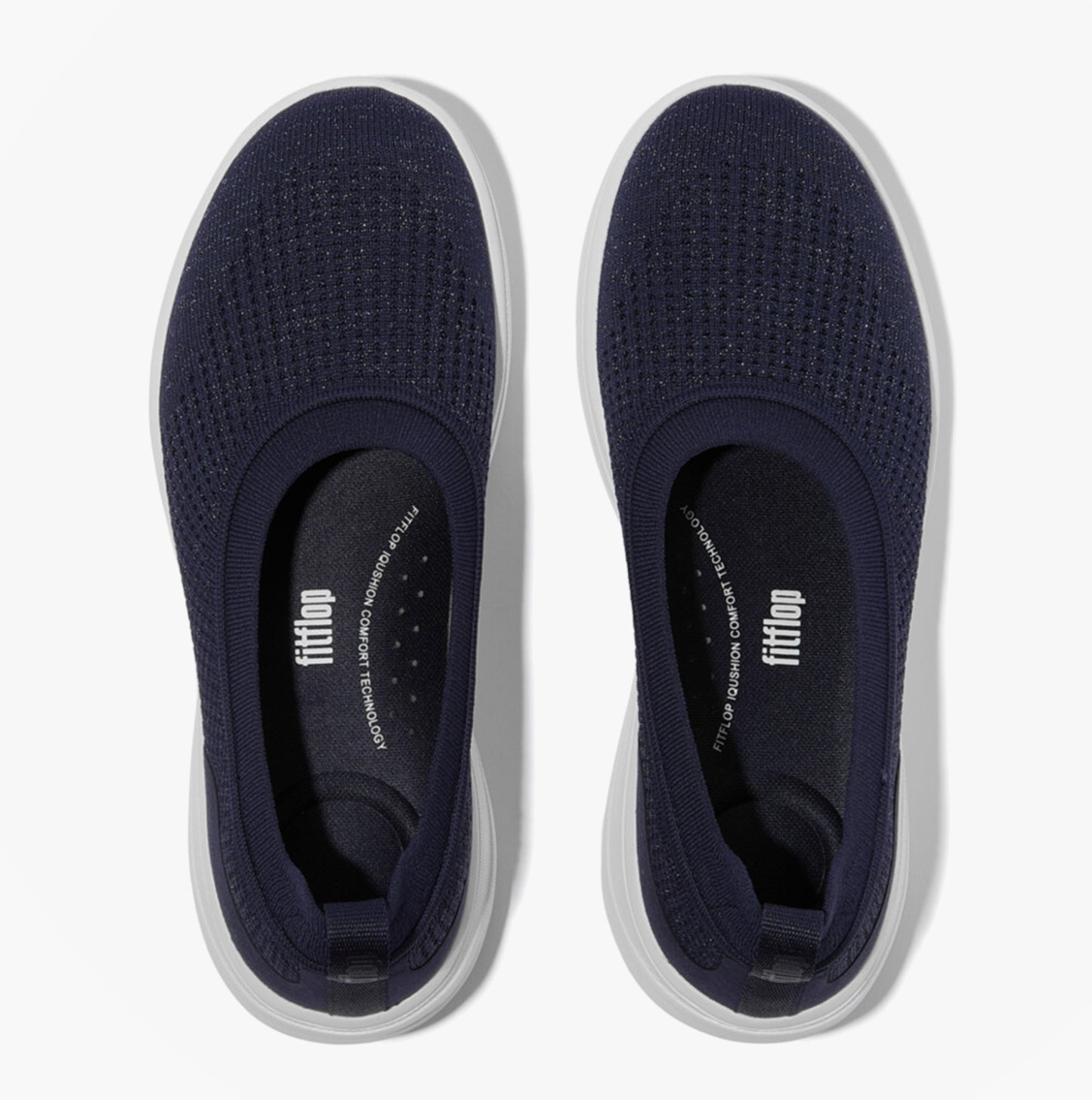 FitFlop SUPER-Q KNIT Womens Ballerina Shoes Metallic Midnight Navy