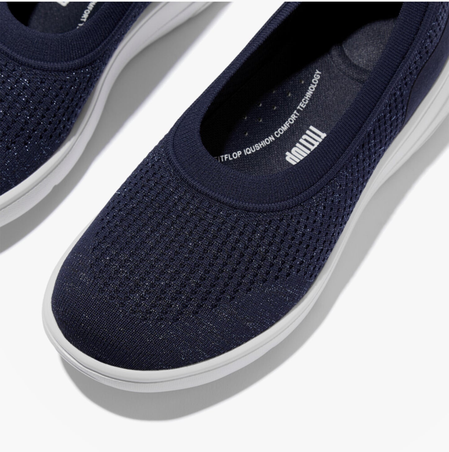 FitFlop SUPER-Q KNIT Womens Ballerina Shoes Metallic Midnight Navy