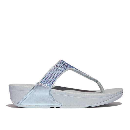 LULU CRYSTAL EMBELLISHED Womens Toe Post Sandals Quiet Blue