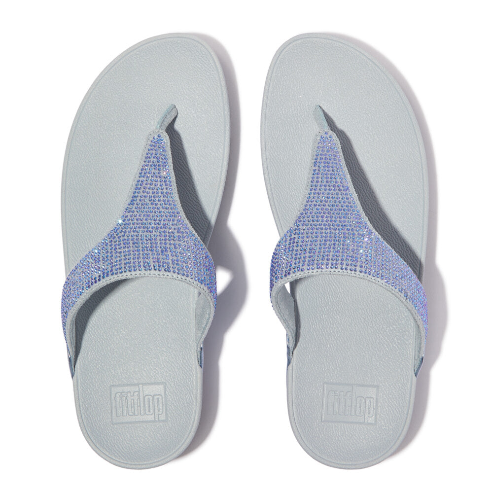 LULU CRYSTAL EMBELLISHED Womens Toe Post Sandals Quiet Blue