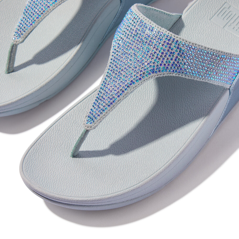 LULU CRYSTAL EMBELLISHED Womens Toe Post Sandals Quiet Blue