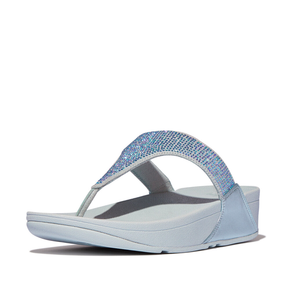 LULU CRYSTAL EMBELLISHED Womens Toe Post Sandals Quiet Blue