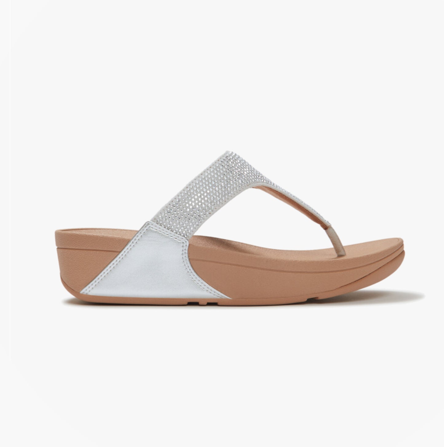 FitFlop LULU CRYSTAL EMBELLISHED Womens Toe-Post Sandals Steeled Silver