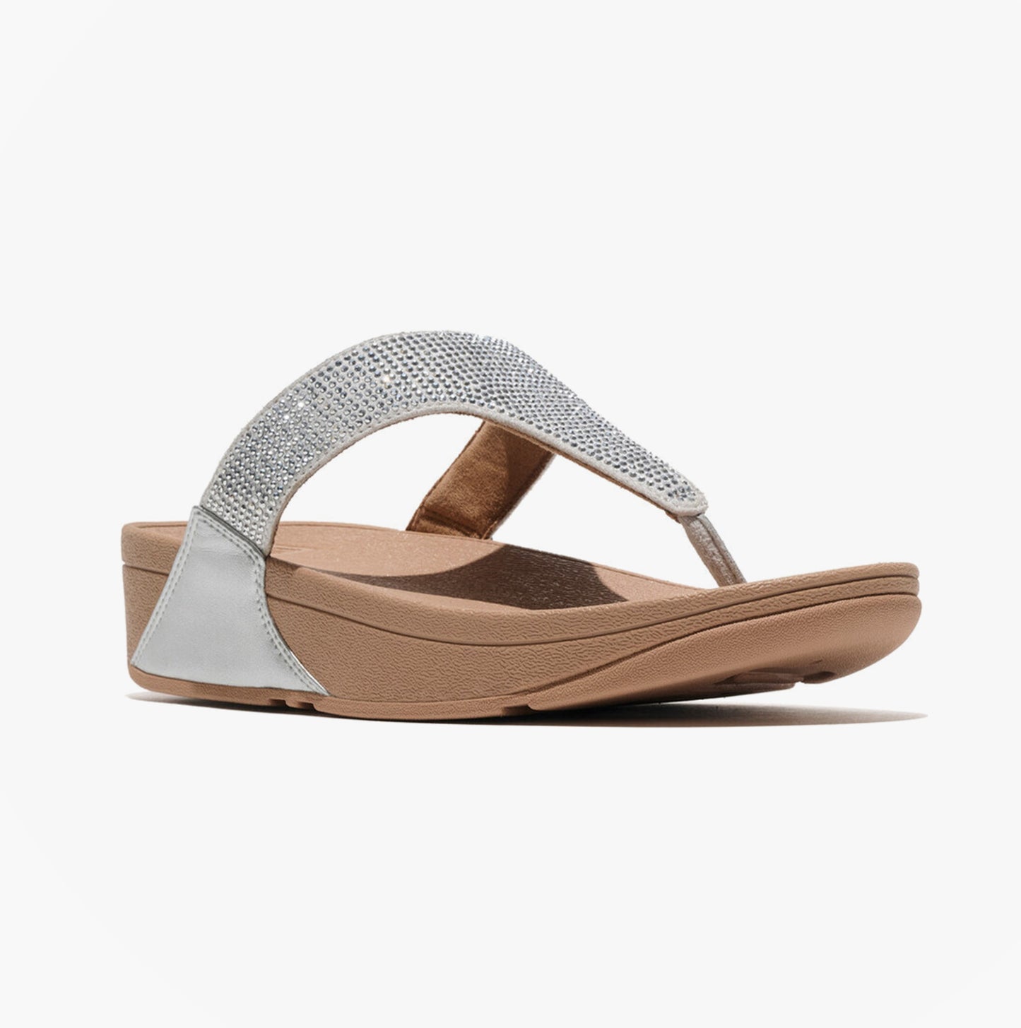 FitFlop LULU CRYSTAL EMBELLISHED Womens Toe-Post Sandals Steeled Silver