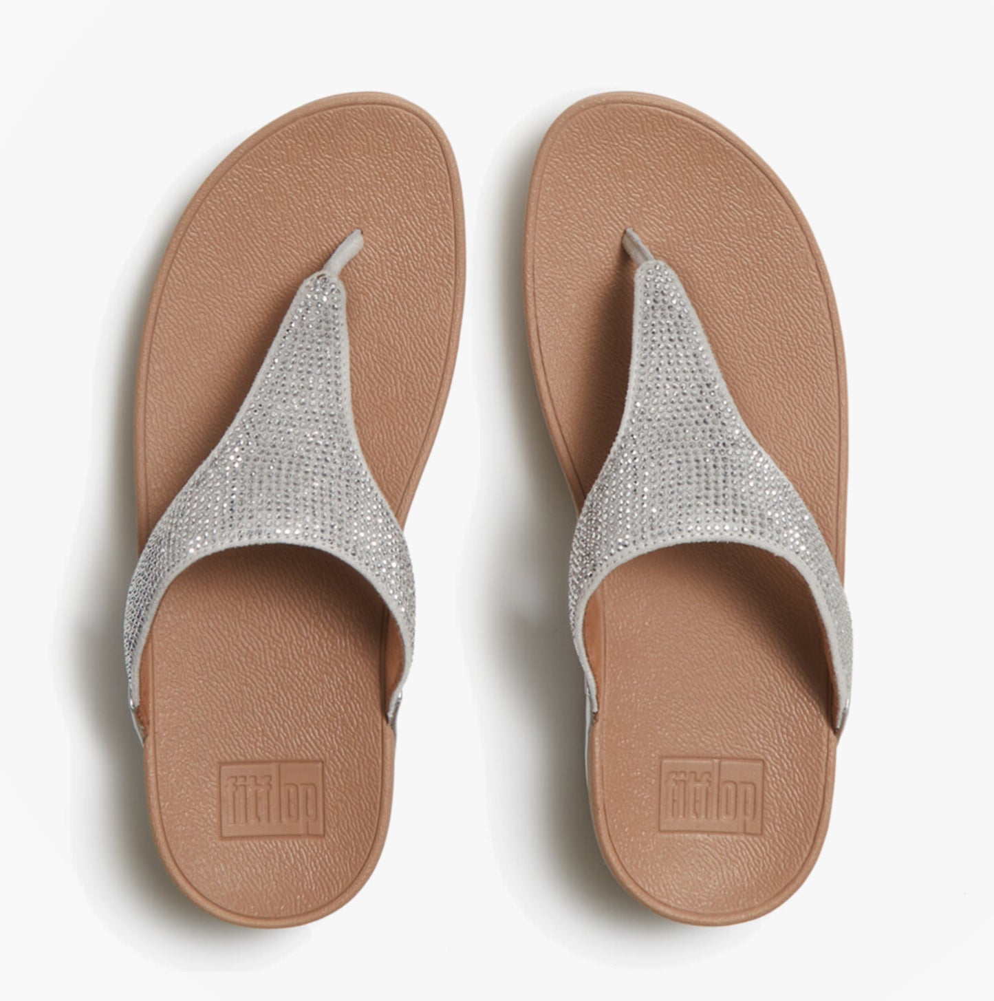 FitFlop LULU CRYSTAL EMBELLISHED Womens Toe-Post Sandals Steeled Silver