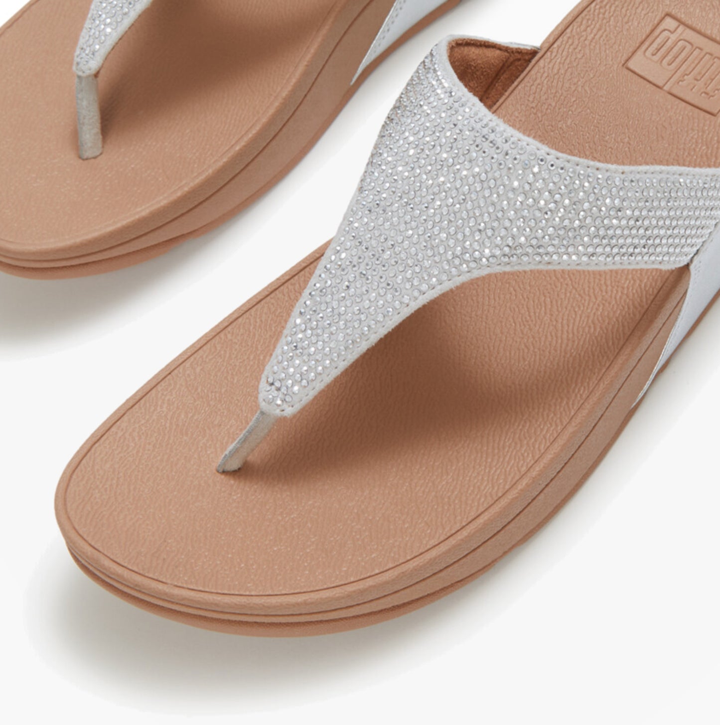 FitFlop LULU CRYSTAL EMBELLISHED Womens Toe-Post Sandals Steeled Silver