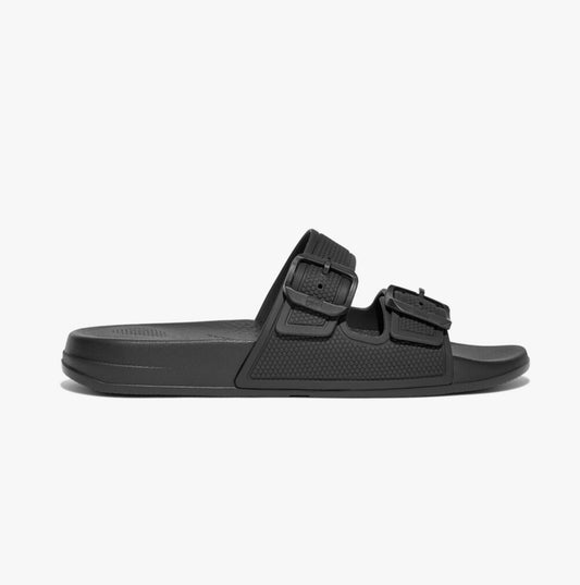 IQUSHION TWO-BAR BUCKLE Womens Slides All Black