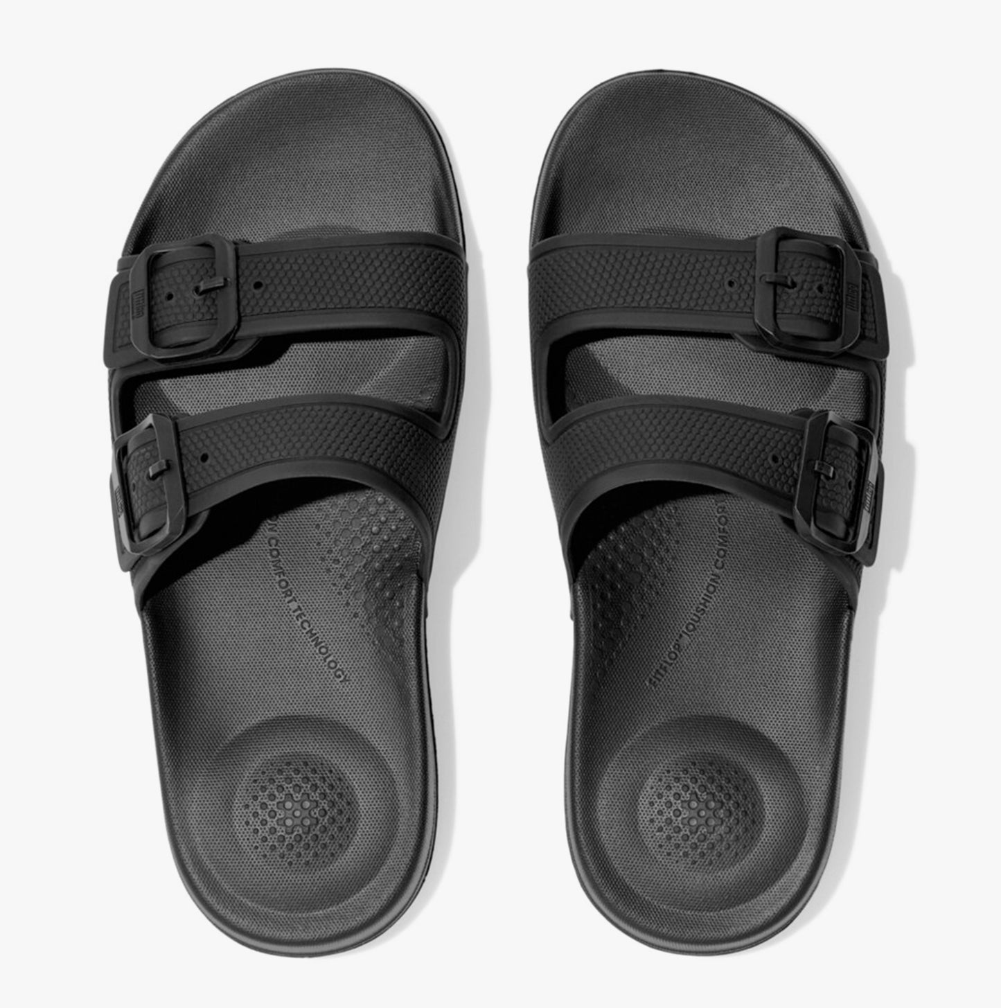 IQUSHION TWO-BAR BUCKLE Womens Slides All Black
