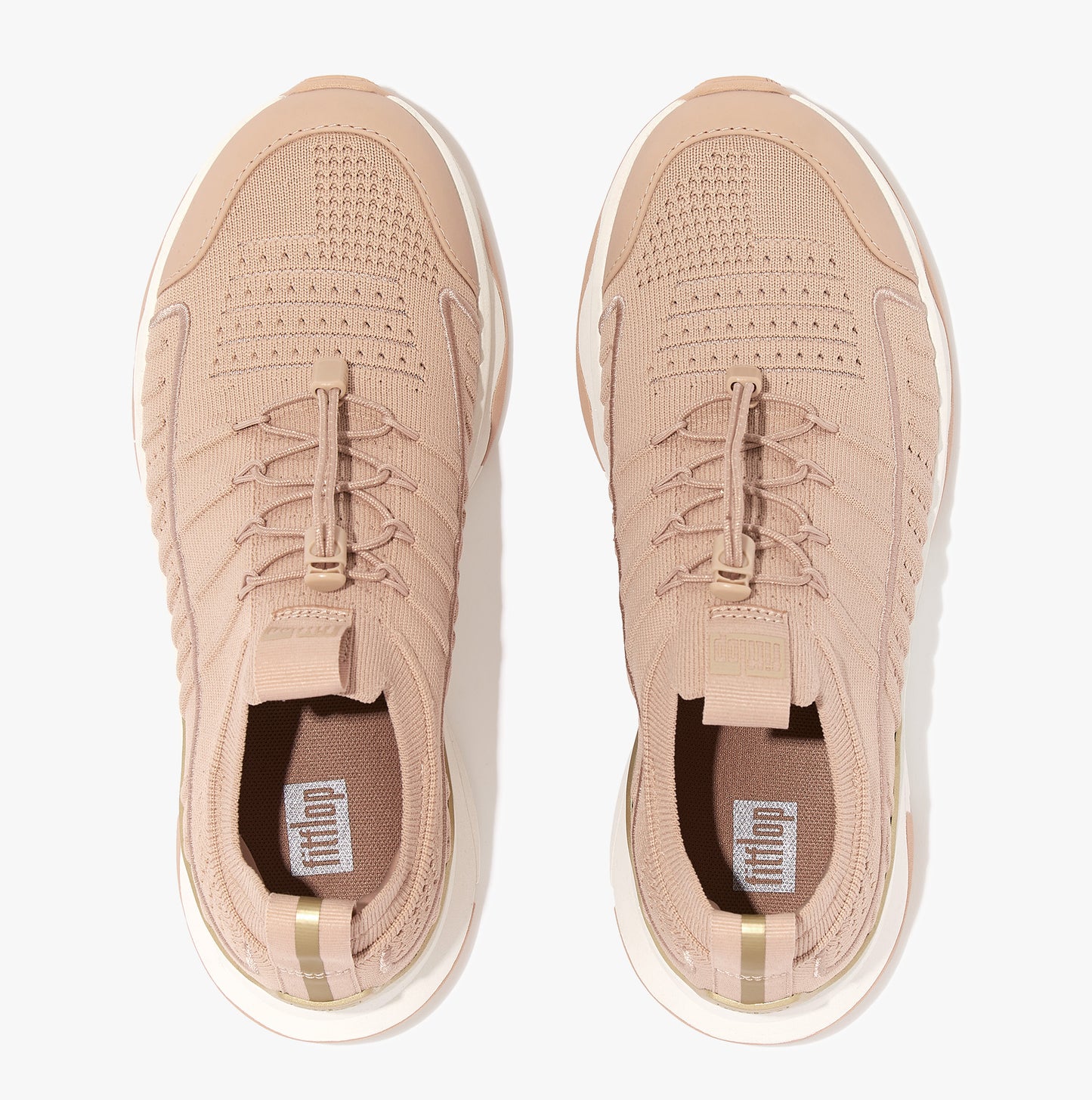 FitFlop VITAMIN FF METAL-POP KNIT Womens Trainers Almond Tan/Platino