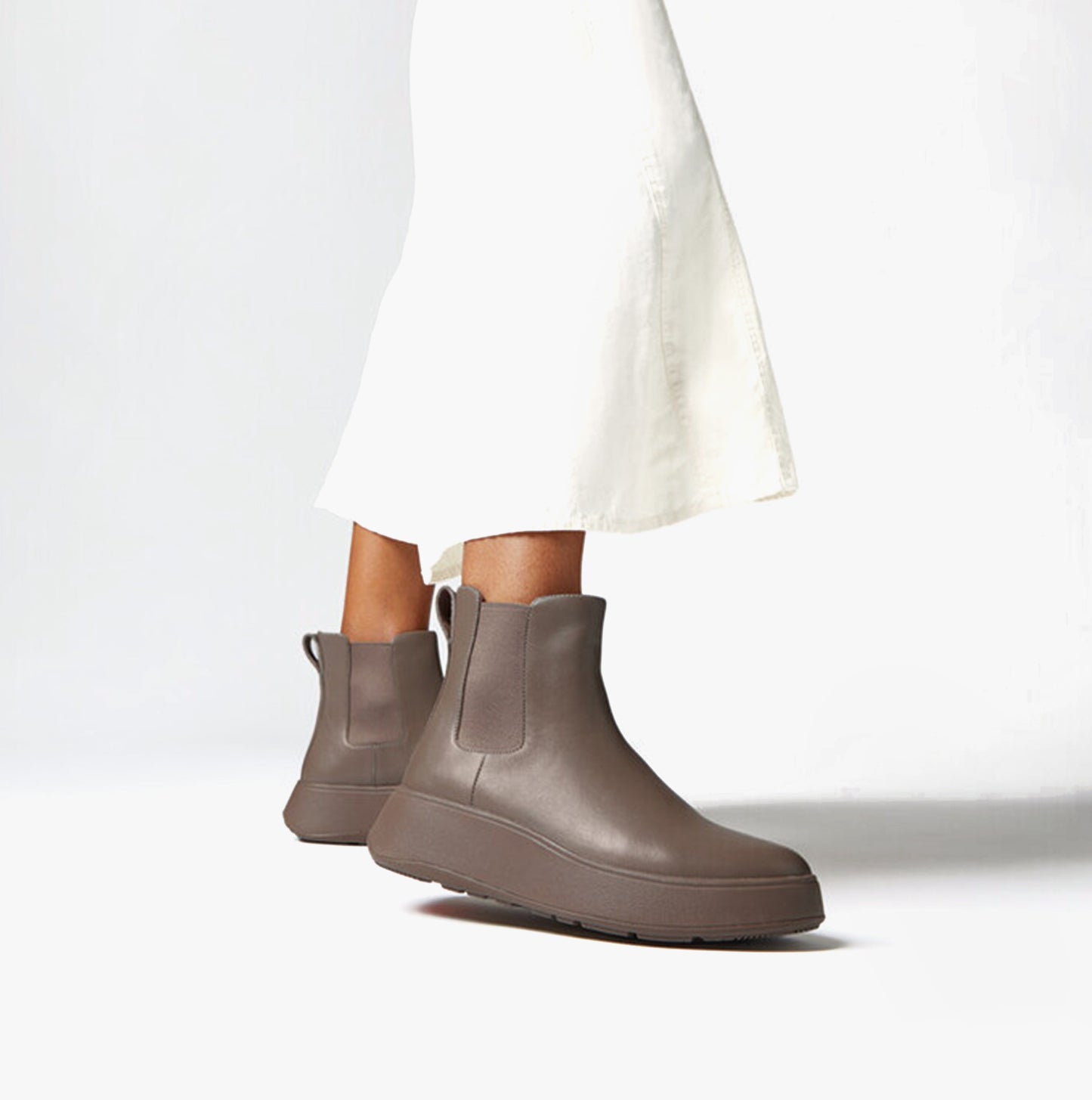 F-MODE FLATFORM Womens Chelsea Boots Minky Grey