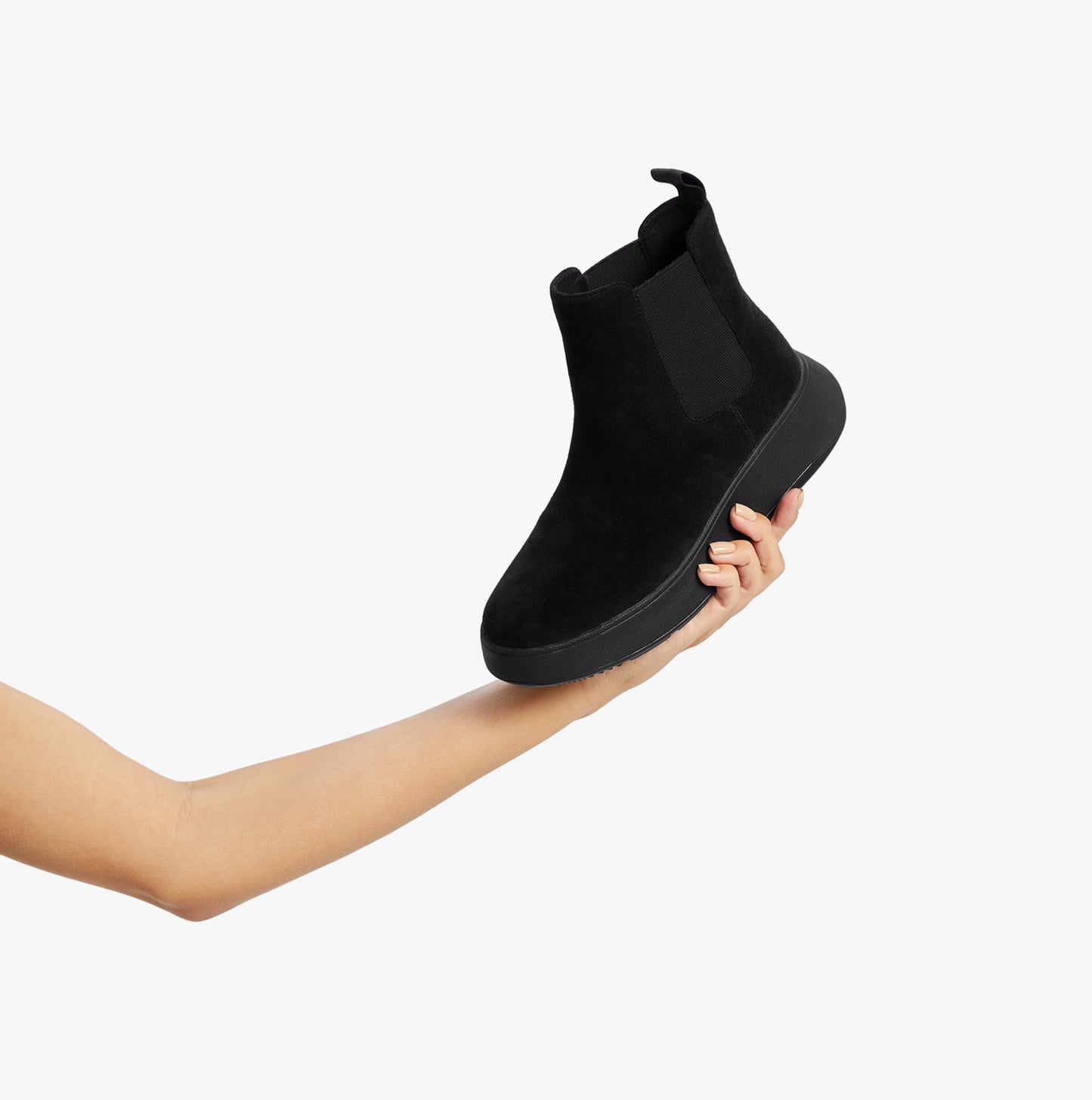 F-MODE SUEDE FLATFORM Womens Chelsea Boots Black