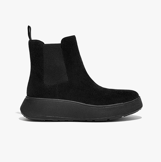 F-MODE SUEDE FLATFORM Womens Chelsea Boots Black
