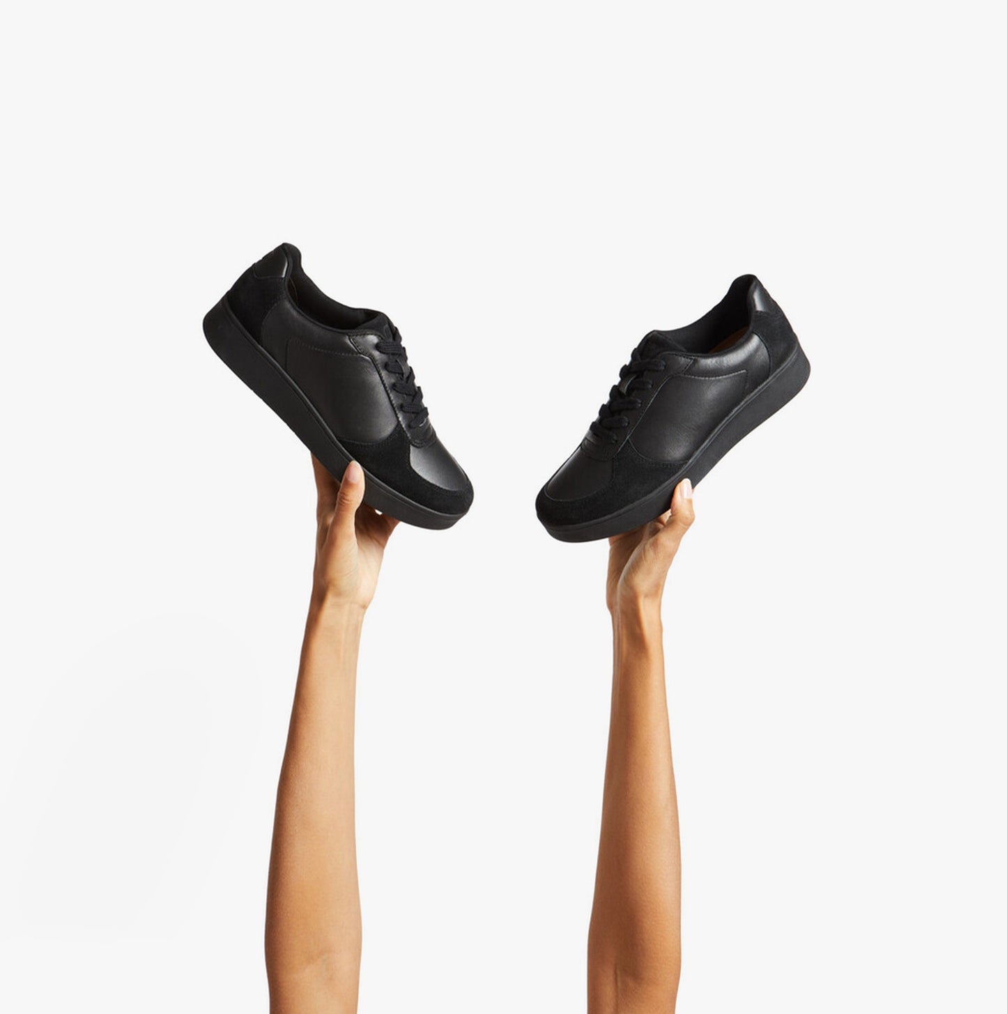 RALLY PANEL Womens Leather Trainers All Black