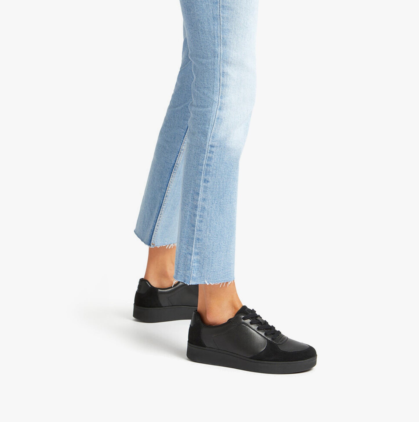 RALLY PANEL Womens Leather Trainers All Black