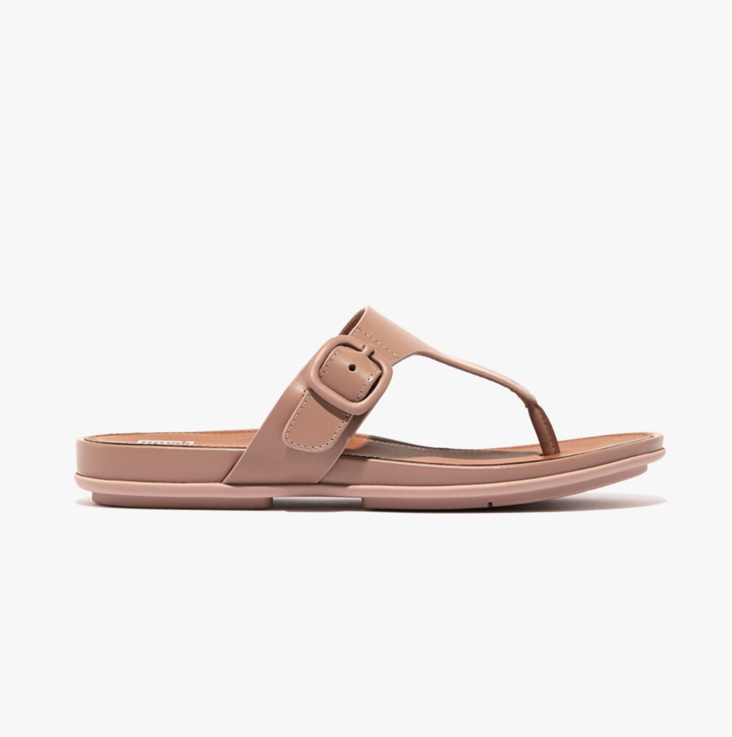 GRACIE RUBBER-BUCKLE LEATHER Womens Toe Post Beige
