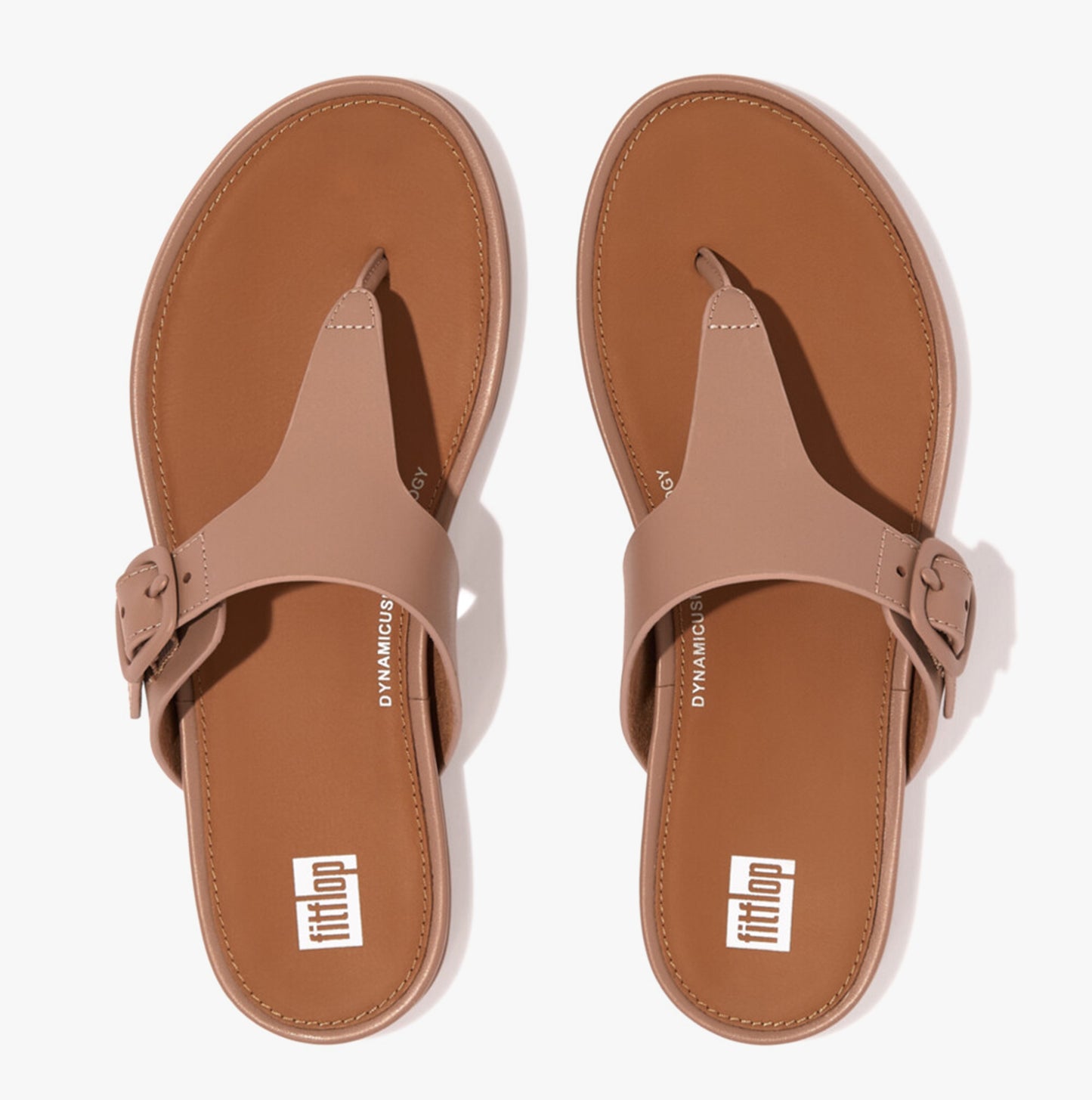 GRACIE RUBBER-BUCKLE LEATHER Womens Toe Post Beige