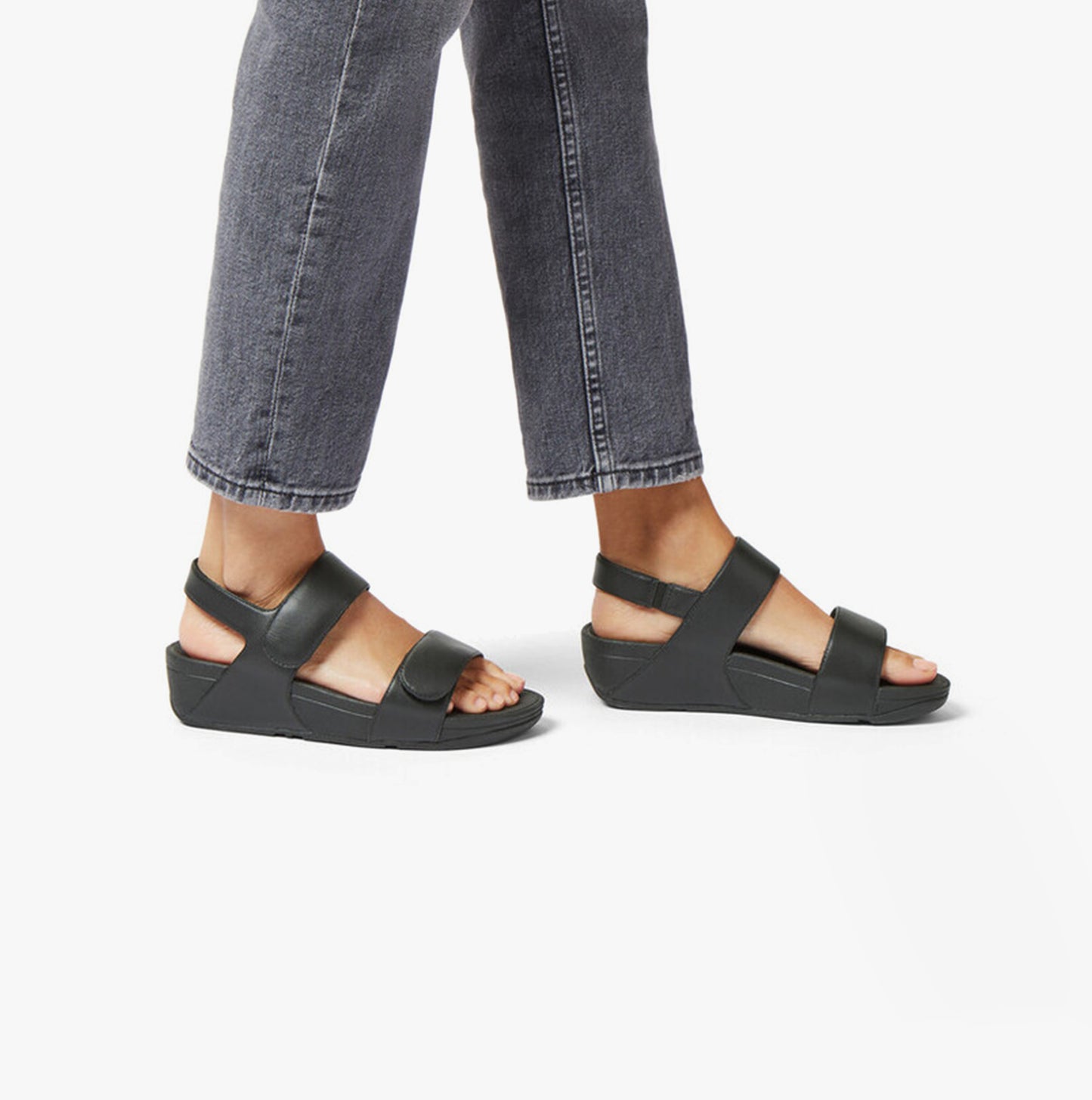LULU Womens Adjustable Back-Strap Sandals All Black