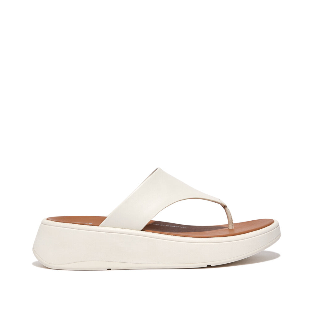 F-MODE LEATHER FLATFORM Womens Toe Post Sandals Cream