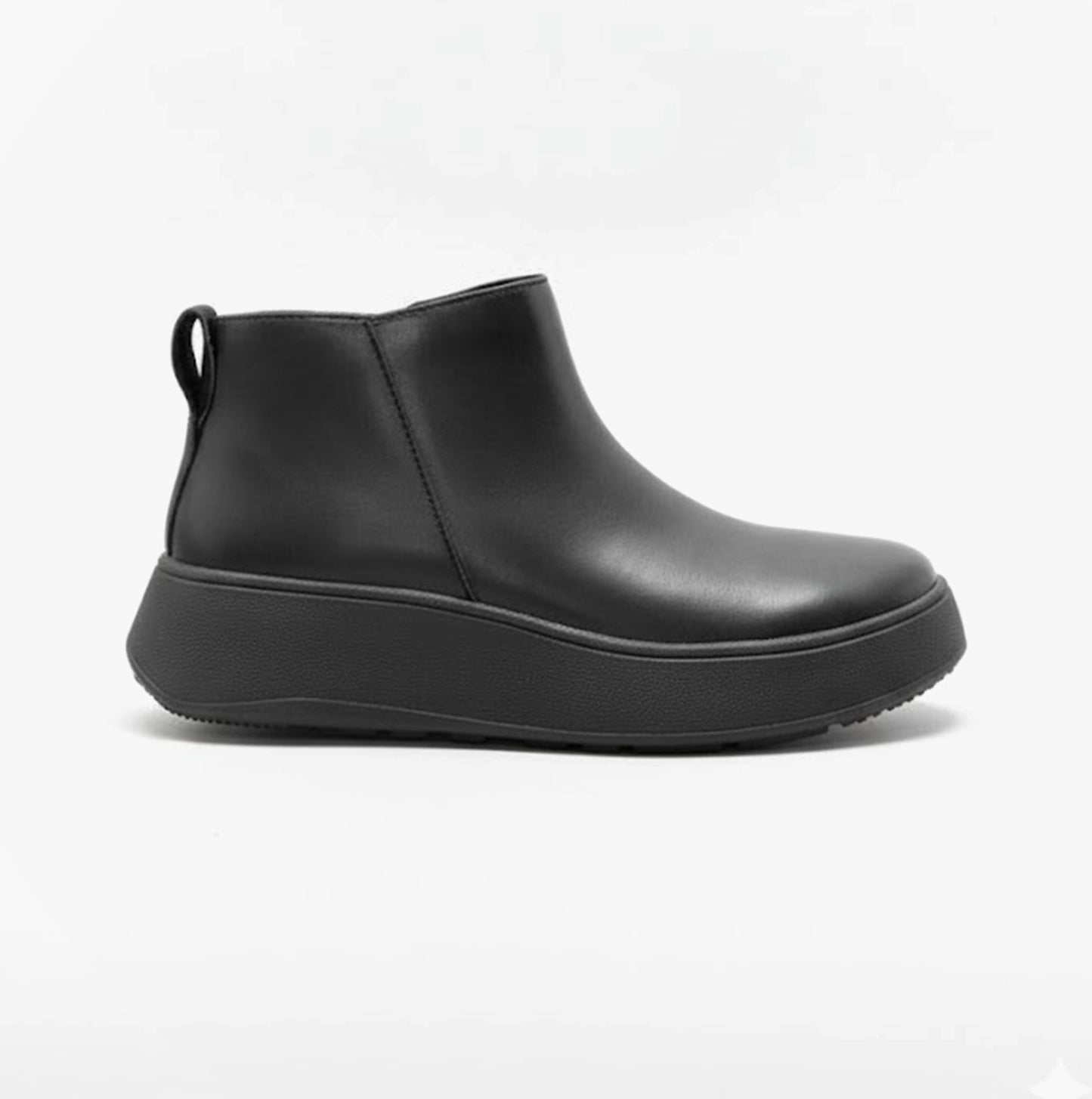 F-MODE FLATFORM Womens Zip Ankle Boots All Black