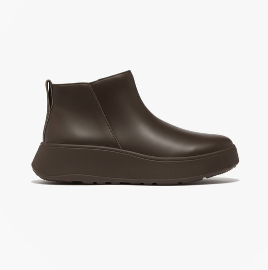F-MODE FLATFORM Womens Zip Ankle Boots Chocolate Brown