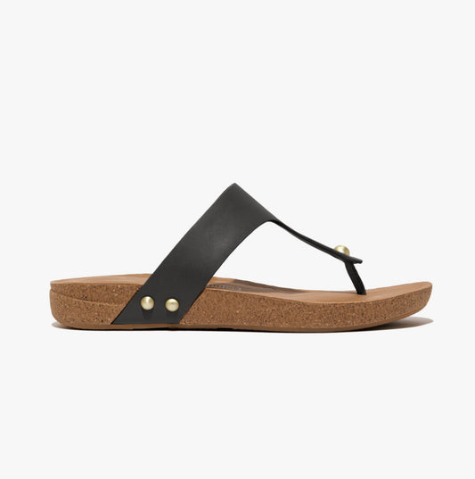 FitFlop iQUSHION LEATHER Womens Toe Post Black
