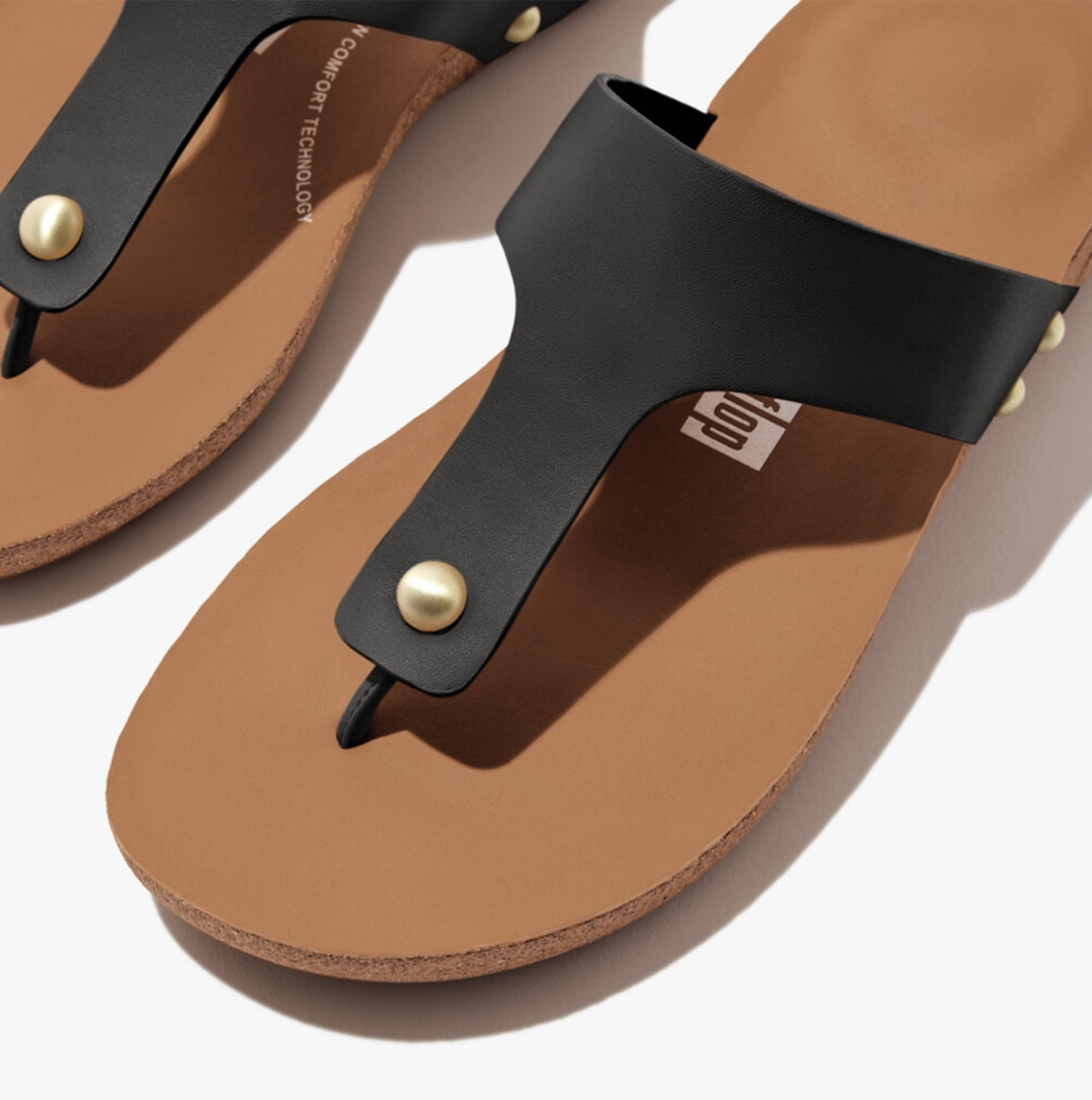 FitFlop iQUSHION LEATHER Womens Toe Post Black