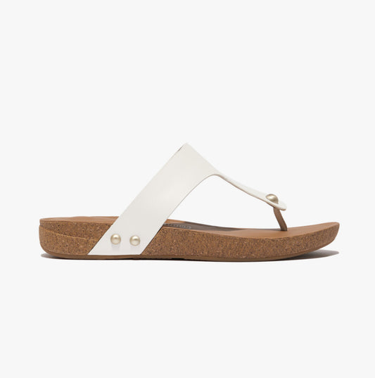 FitFlop iQUSHION LEATHER Womens Toe Post Urban White
