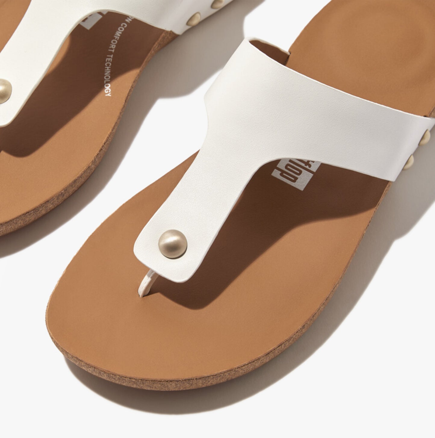 FitFlop iQUSHION LEATHER Womens Toe Post Urban White