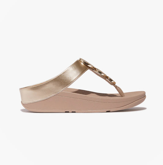 HALO BEAD-CIRCLE Womens Toe Post Sandals Metallic Latte Beige