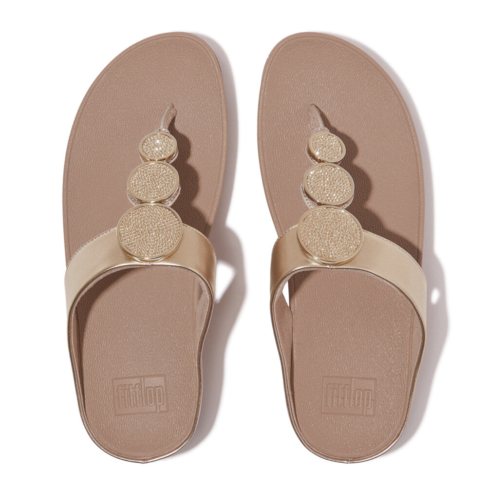 HALO BEAD-CIRCLE Womens Toe Post Sandals Metallic Latte Beige