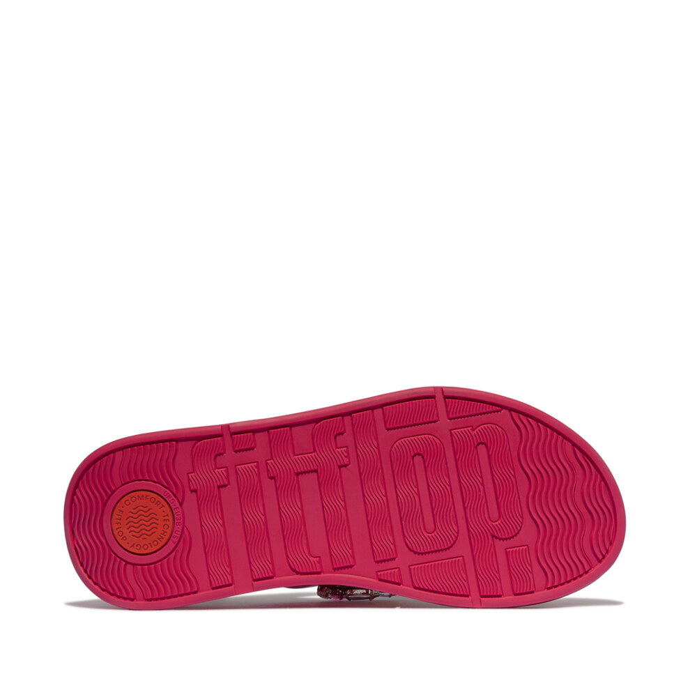 F-MODE JEWEL-DELUXE Womens Toe Post Sandals Metallic Wild Raspberry