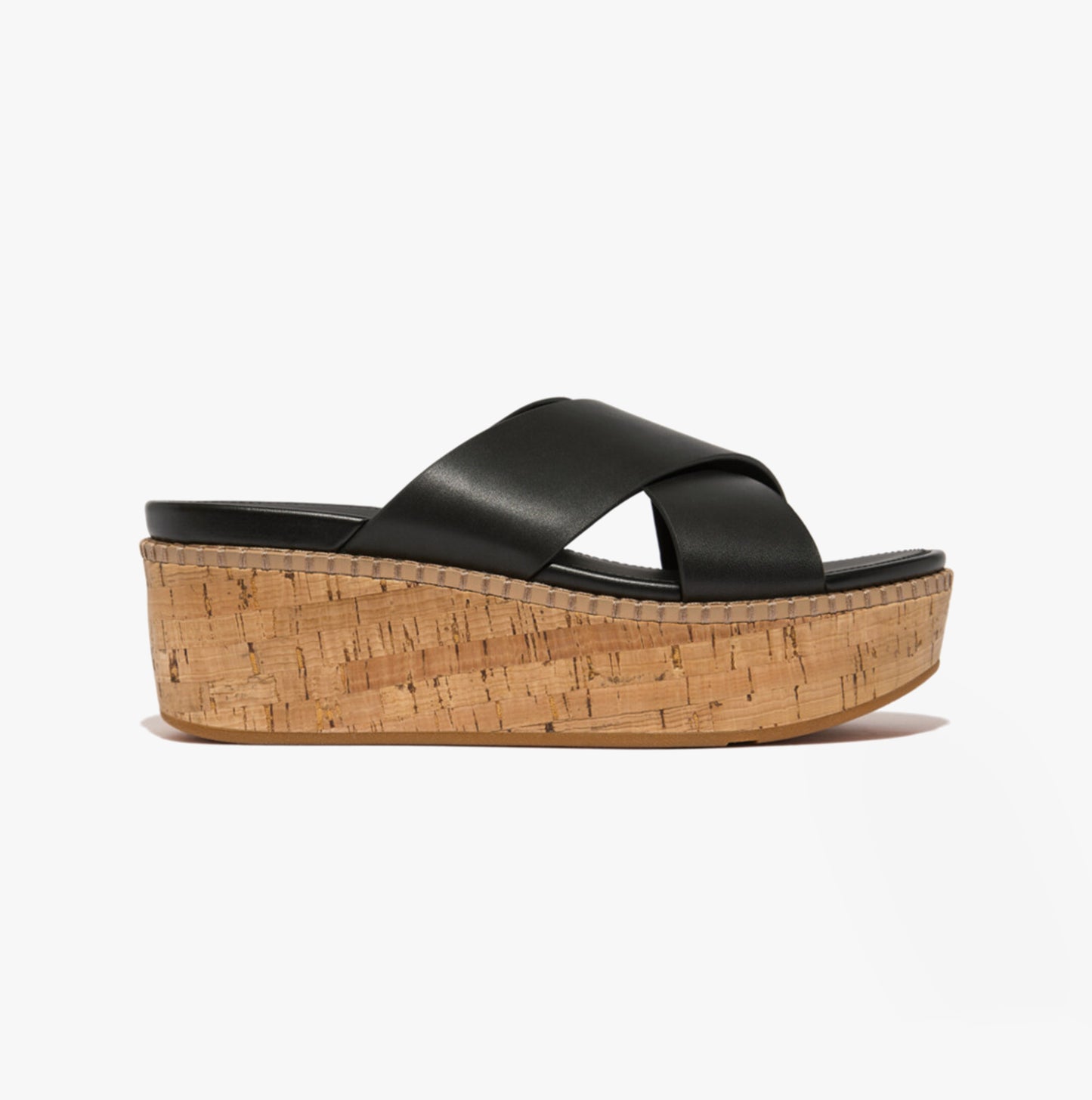 ELOISE LEATHER Womens Cross Slides Black