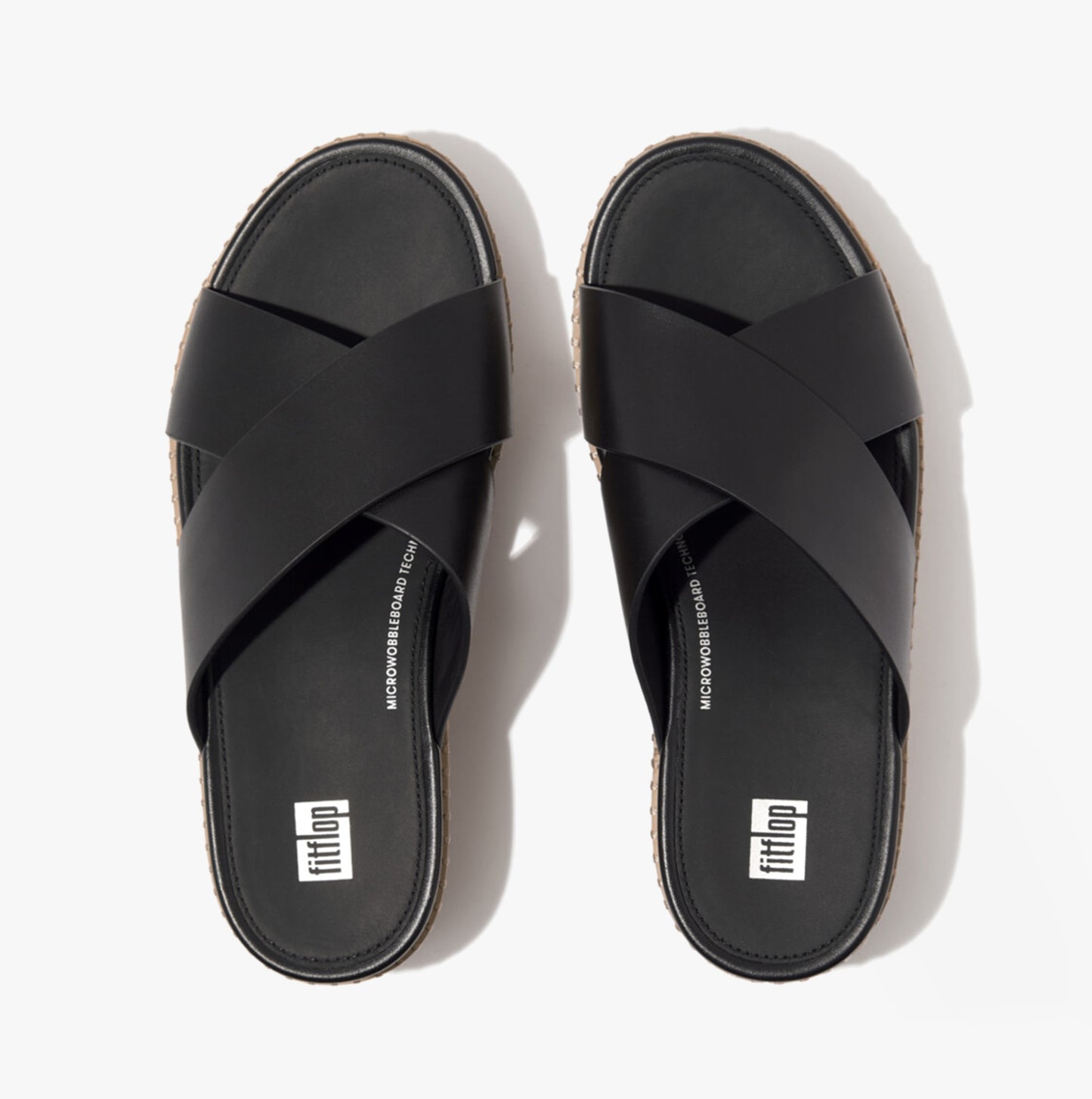 ELOISE LEATHER Womens Cross Slides Black