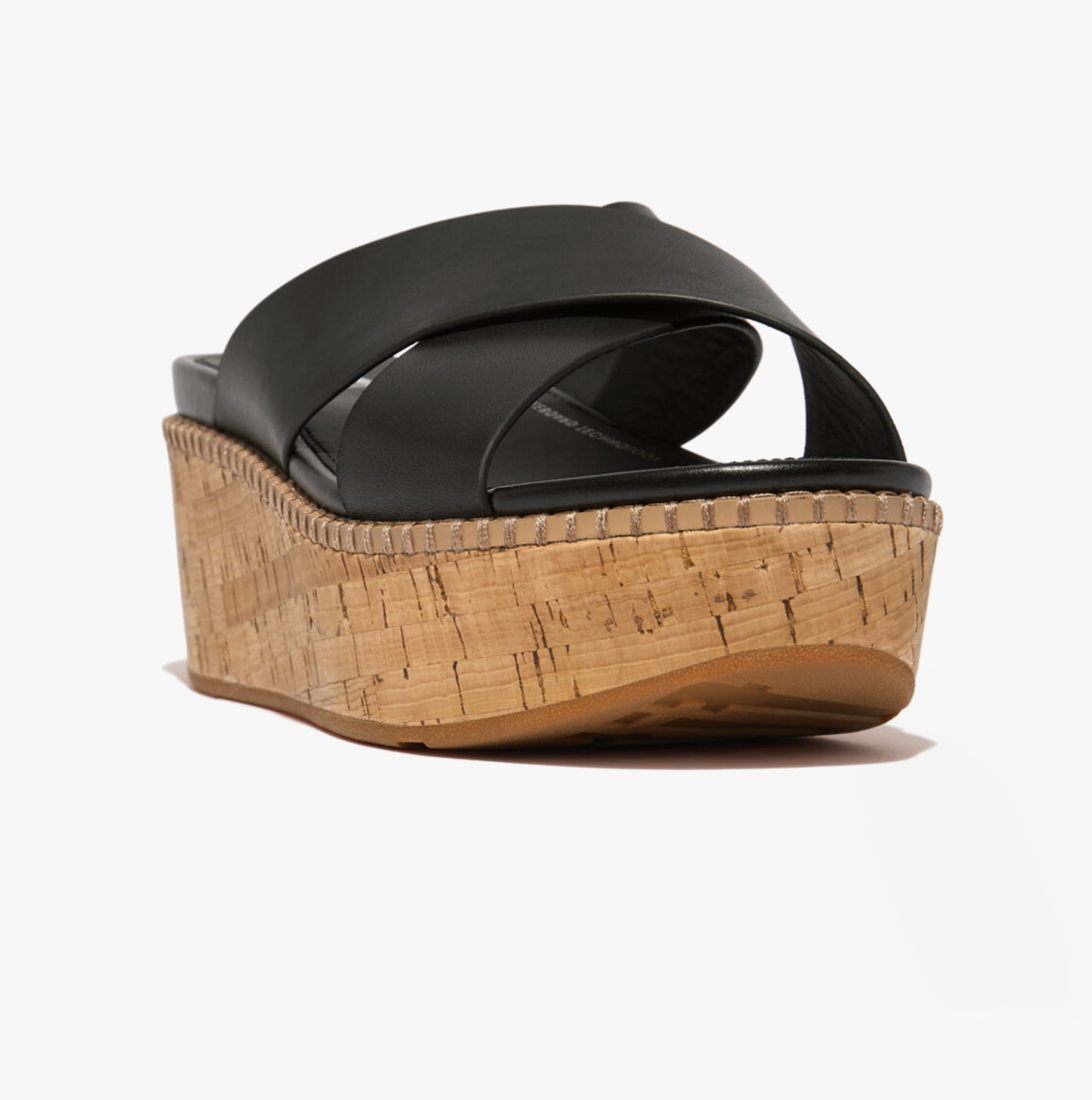 ELOISE LEATHER Womens Cross Slides Black