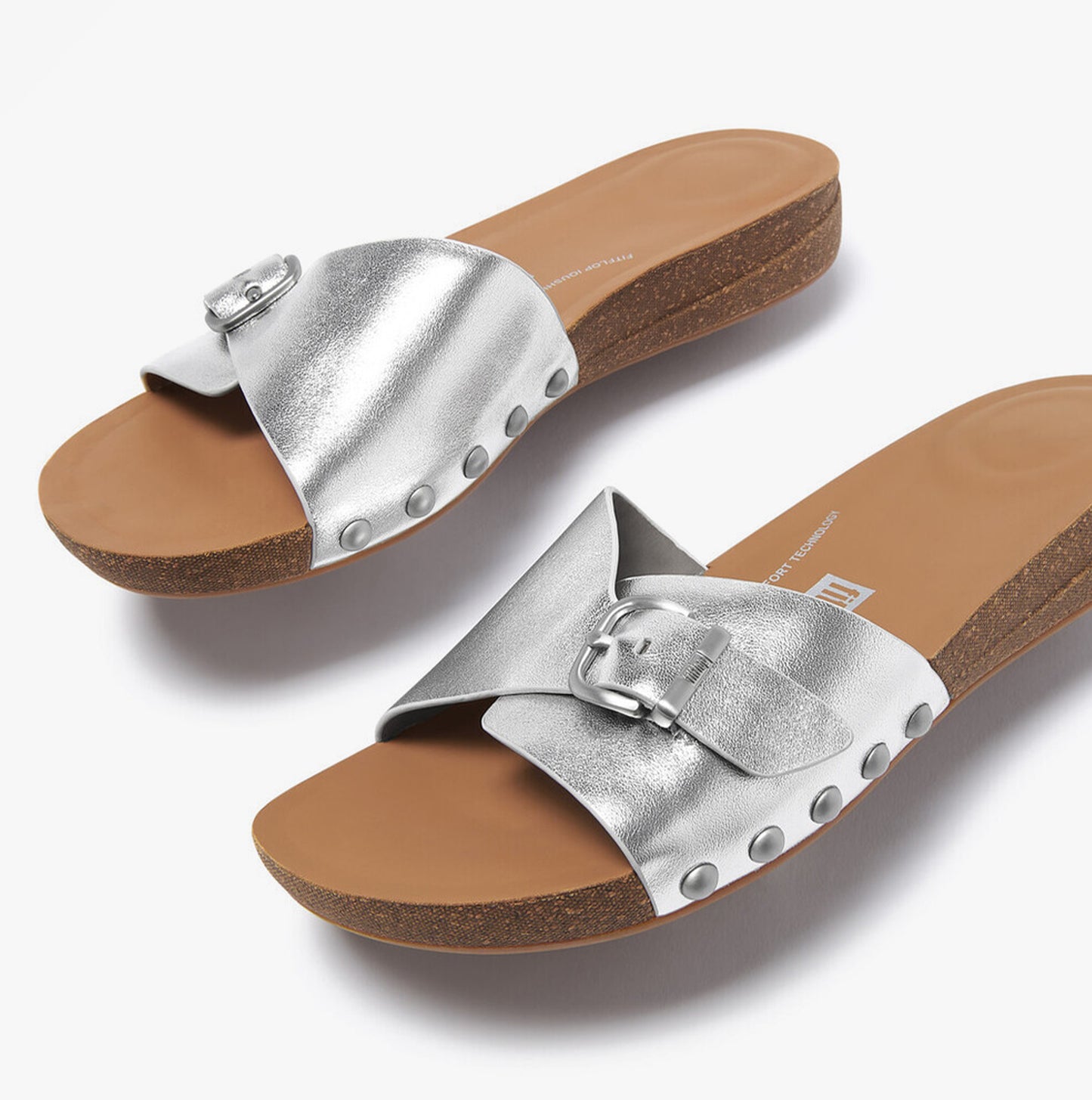 iQUSHION ADJUSTABLE METALLIC Womens Slides Silver