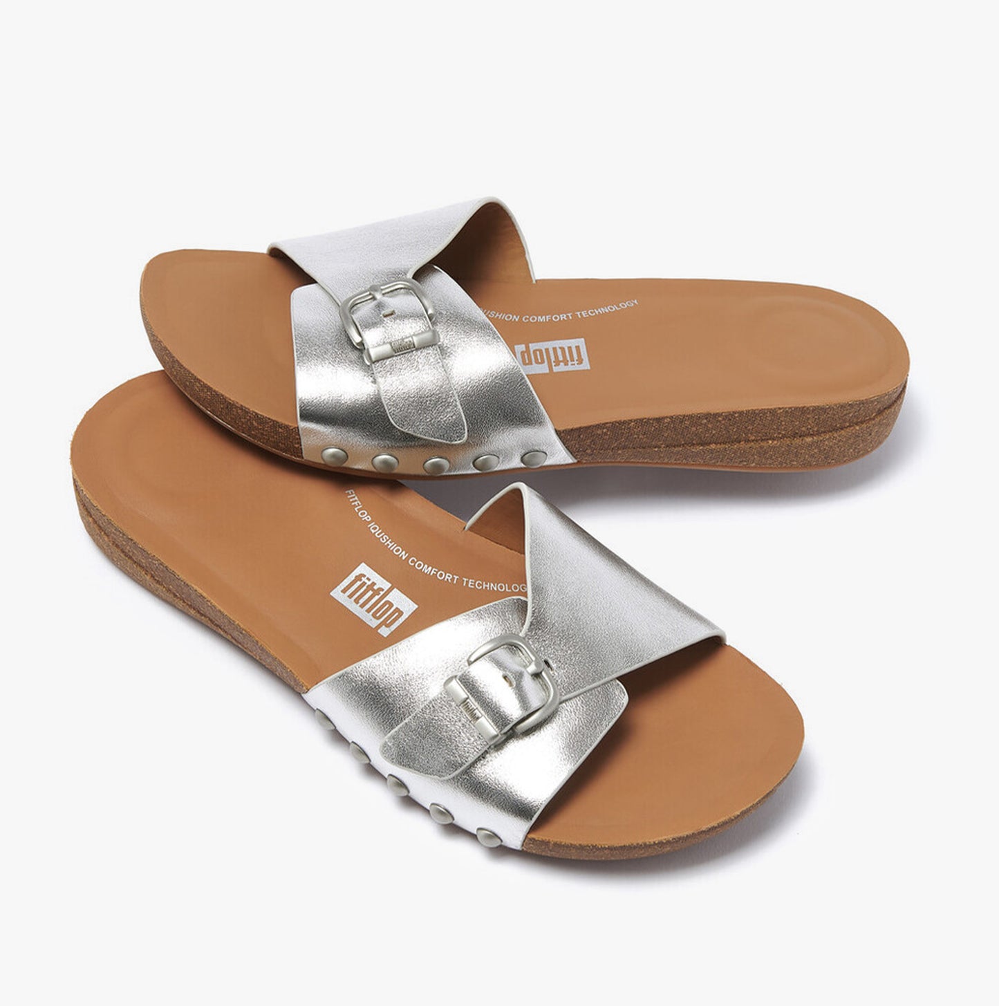 iQUSHION ADJUSTABLE METALLIC Womens Slides Silver