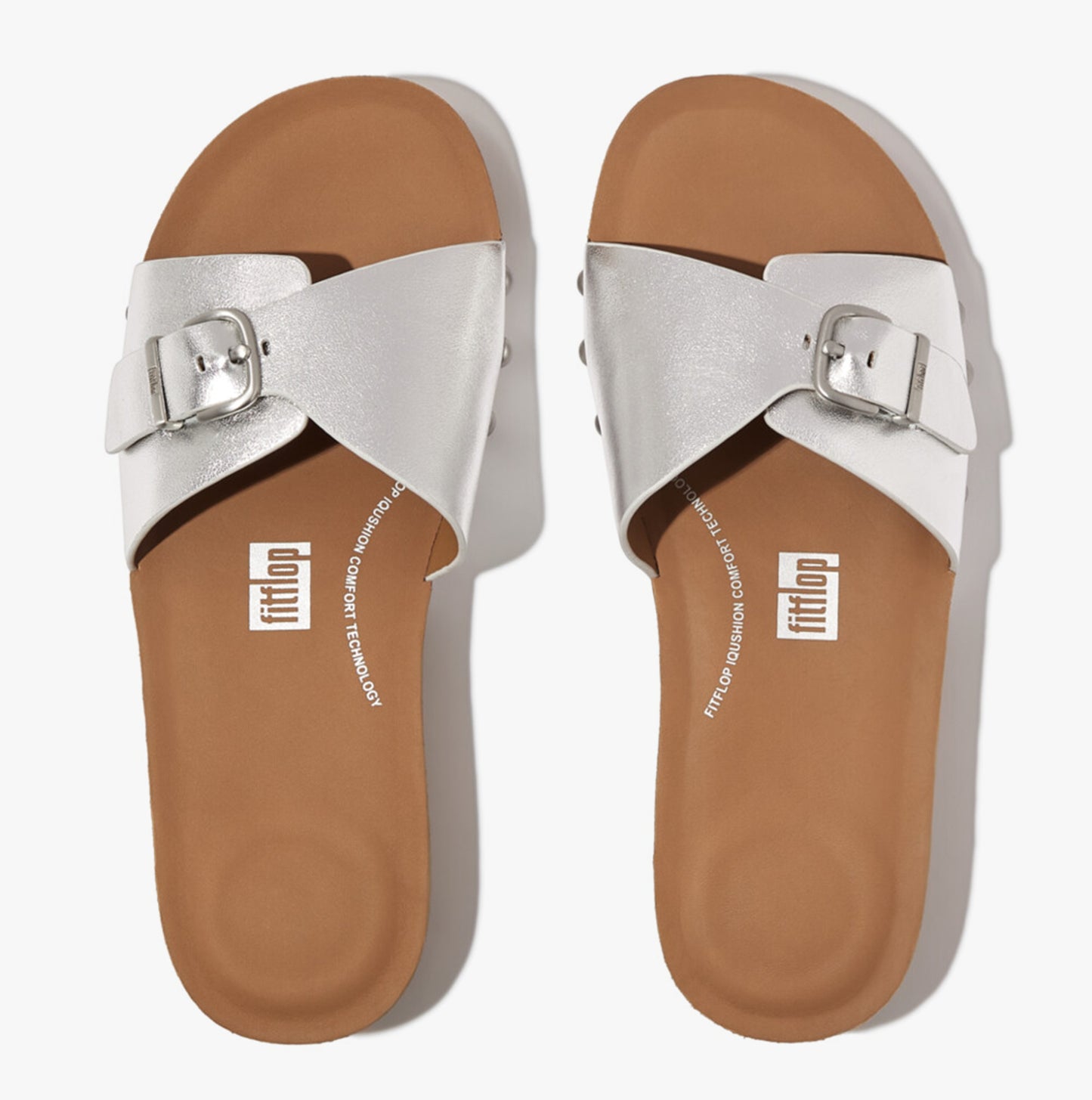 iQUSHION ADJUSTABLE METALLIC Womens Slides Silver
