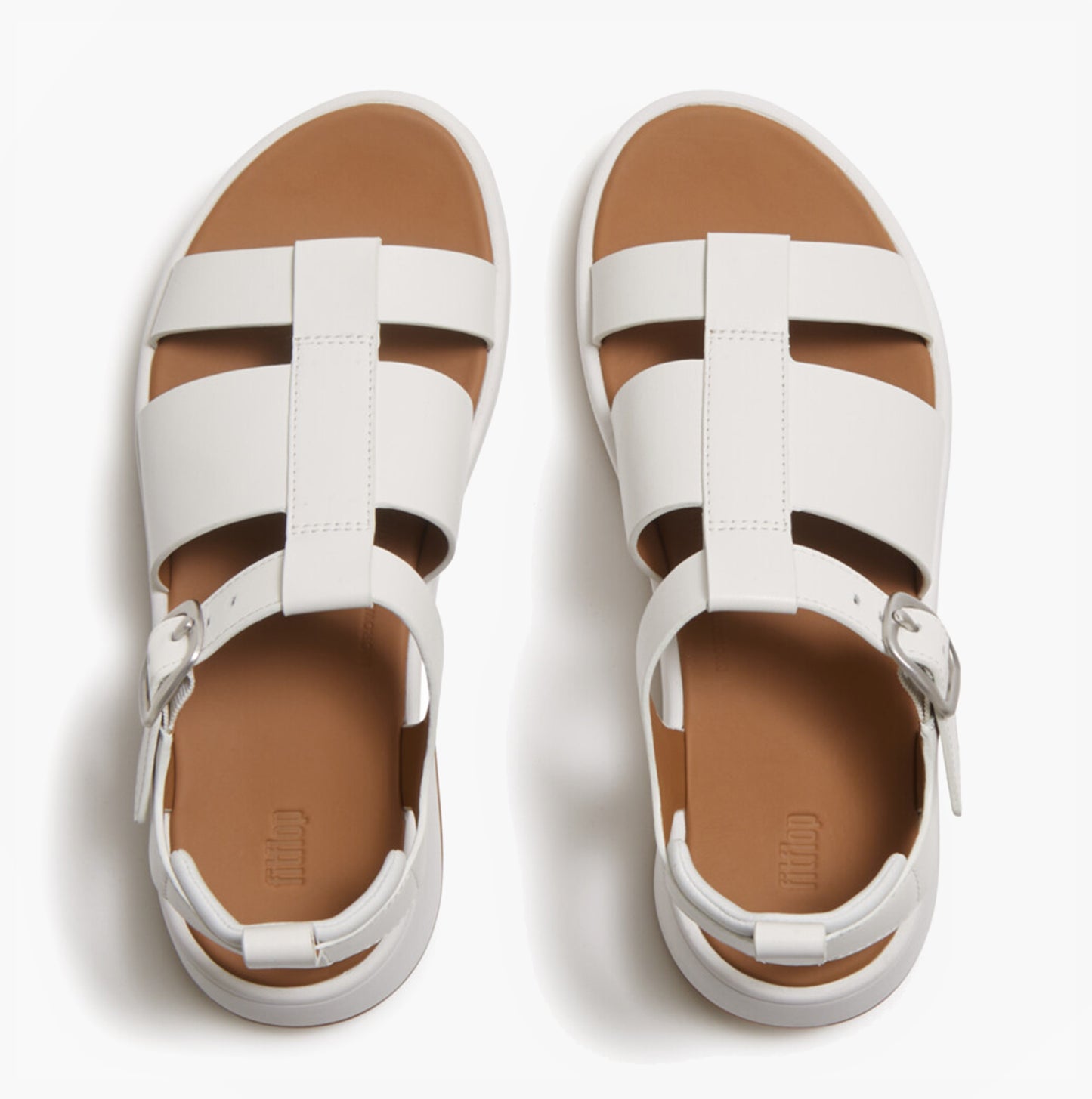 FitFlop F-MODE LEATHER Womens Ankle Strap Sandals Urban White