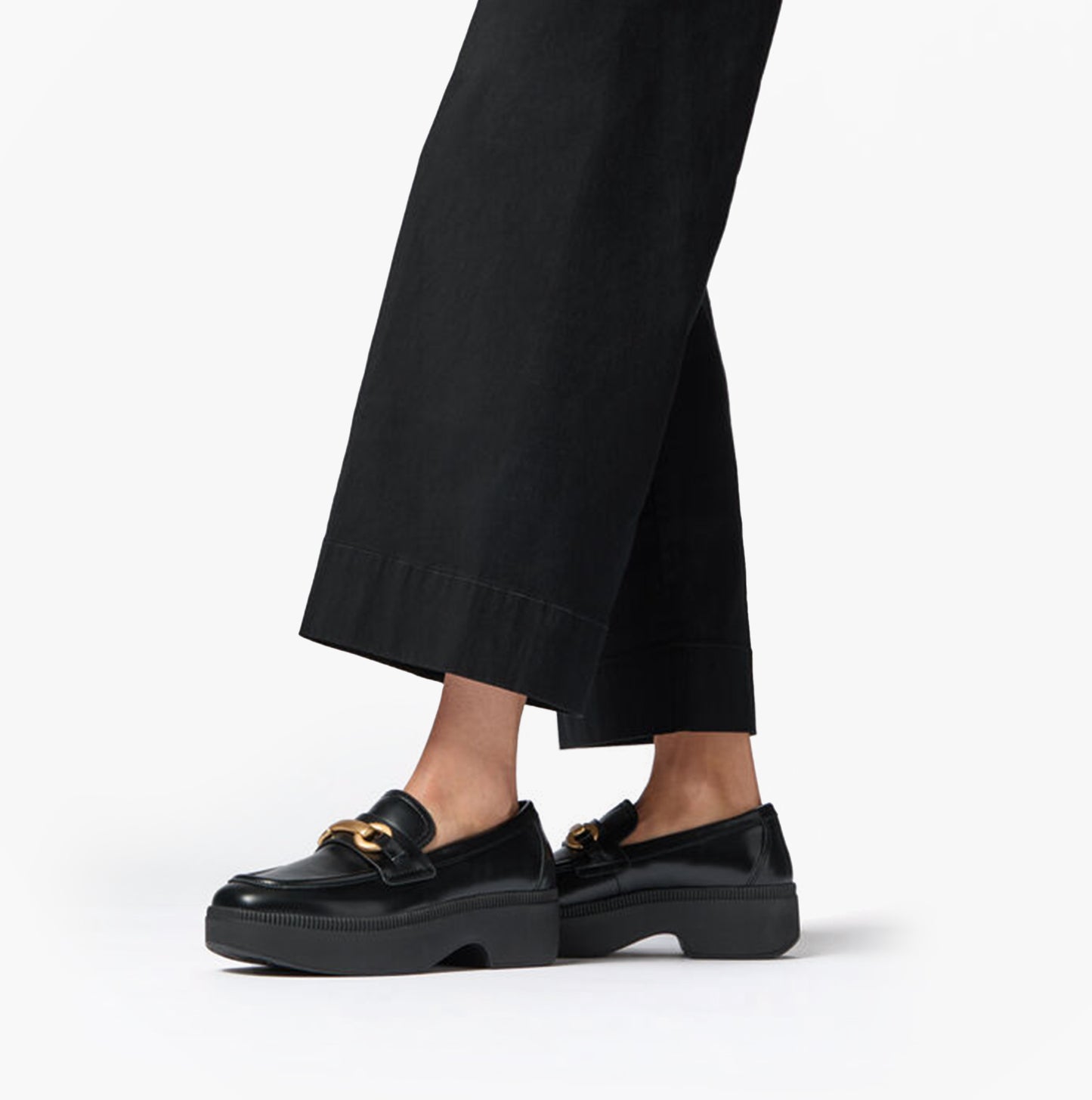 F-LUMA CHUNKY SNAFFLE Womens Wedge Loafers Black