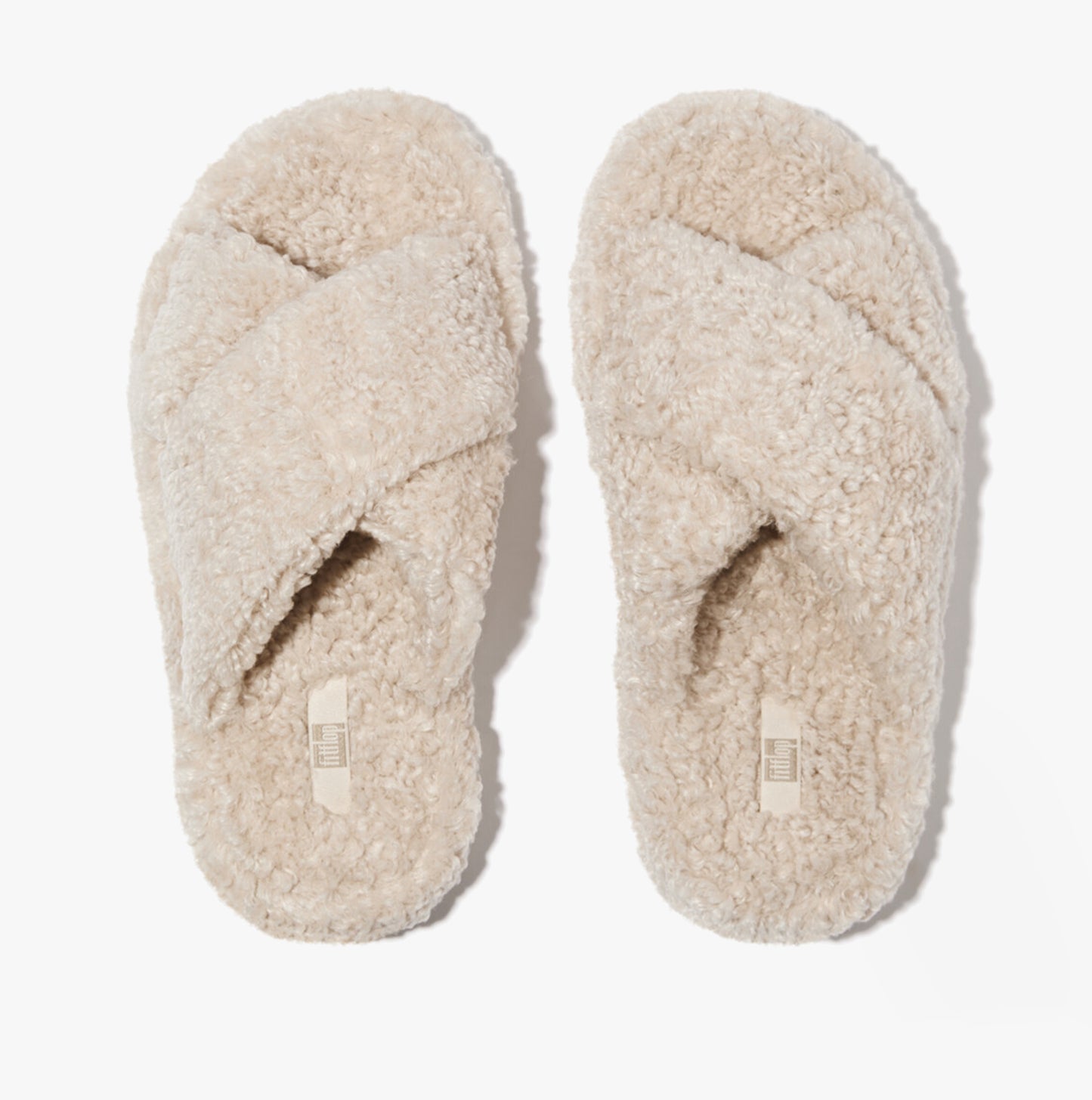 FitFlop iQUSHION D-LUXE Womens Cross Slides Milk Ice