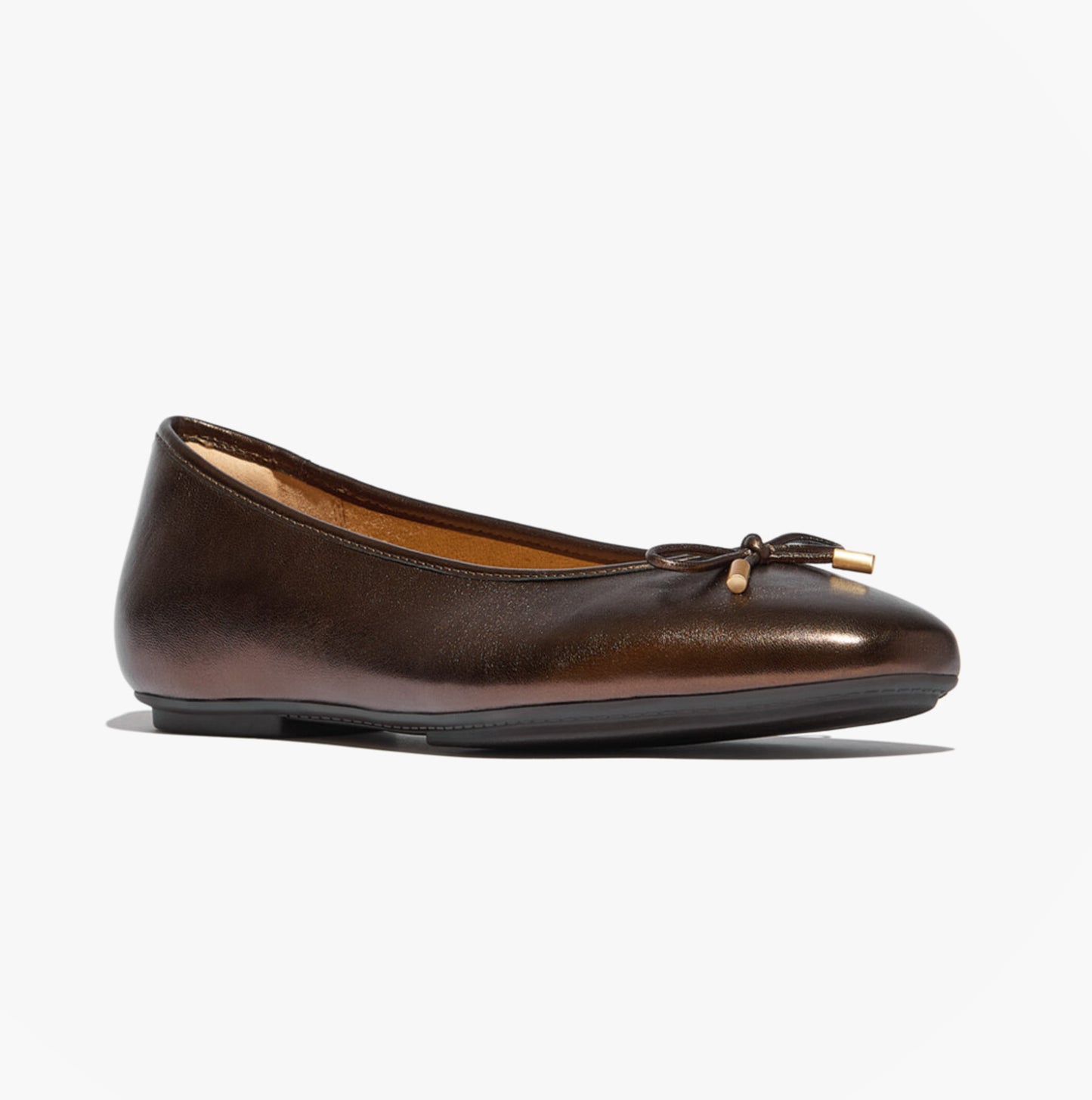 FitFlop DELICATO BOW SOFT METALLIC-LEATHER Ladies Ballet Flats Metallic Chocolate Brown