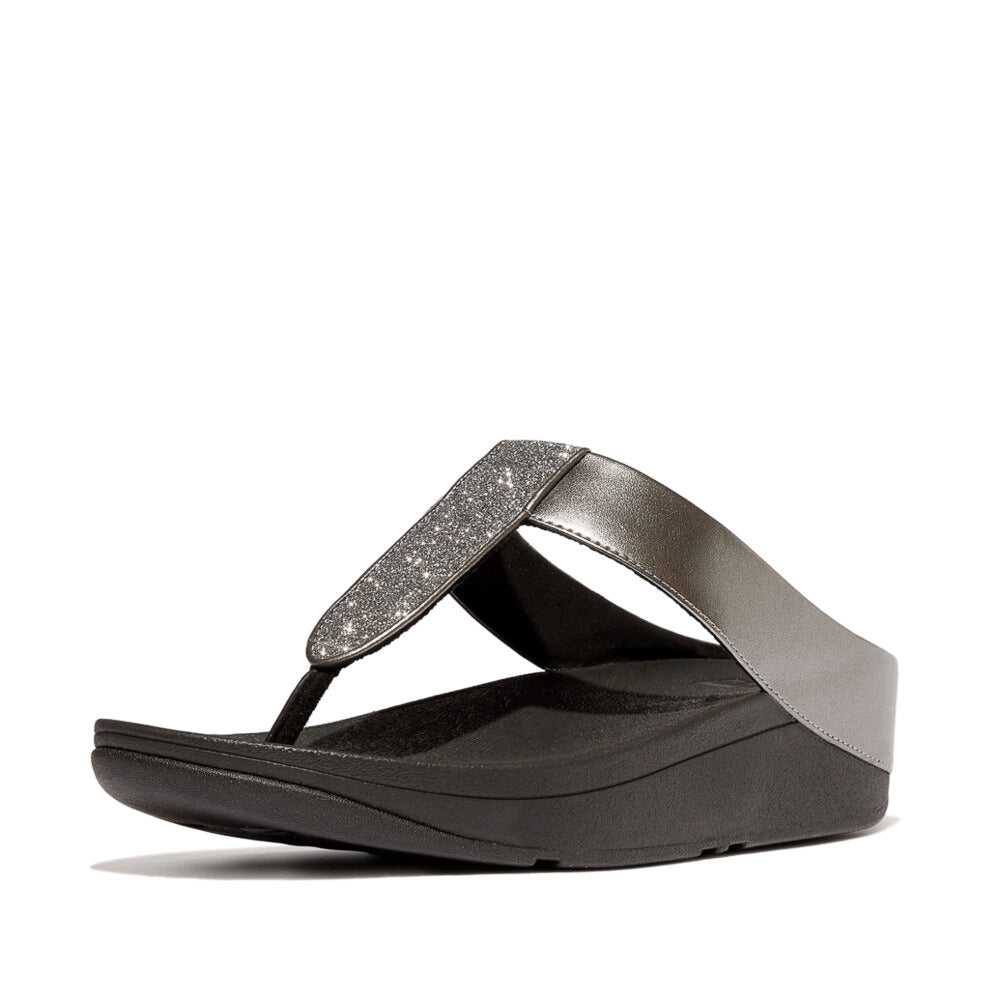 FitFlop FINO GLITTERDUST  METALLIC Womens Toe Post Sandals Pewter
