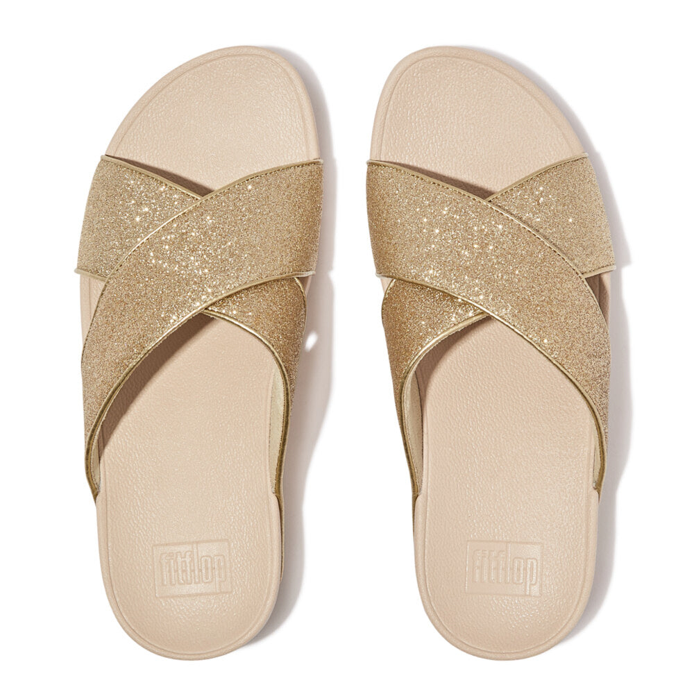 LULU GLITTERDUST Womens Slides Platino