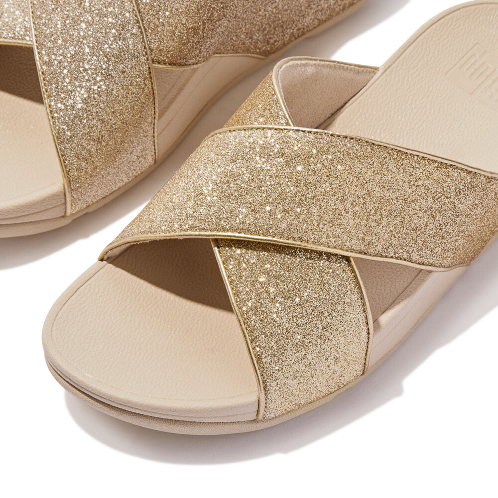LULU GLITTERDUST Womens Slides Platino