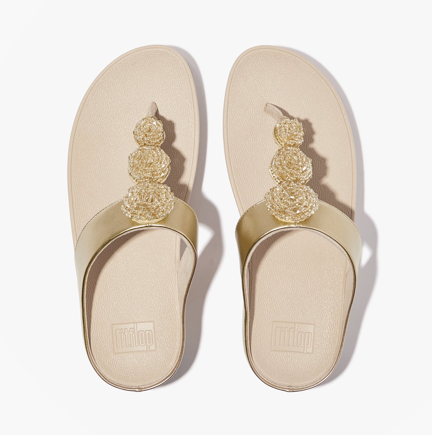 FitFlop FINO BEADIE-BUTTON Womens Toe Post Sandals Platino
