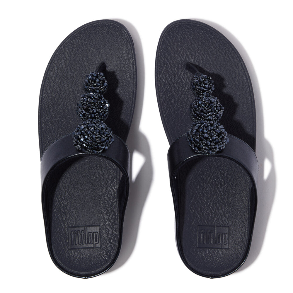 FINO BEADIE-BUTTON Womens Toe Post Sandals Metallic Midnight Navy