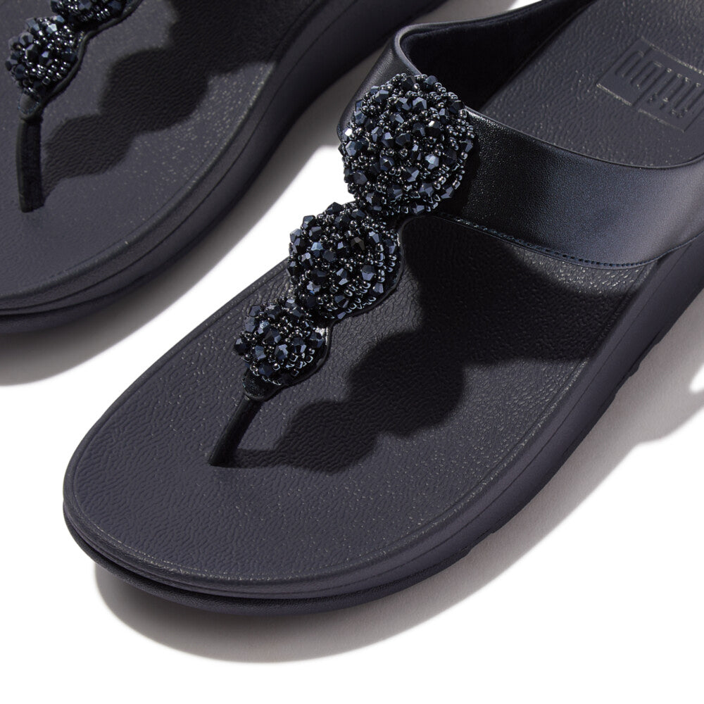 FINO BEADIE-BUTTON Womens Toe Post Sandals Metallic Midnight Navy