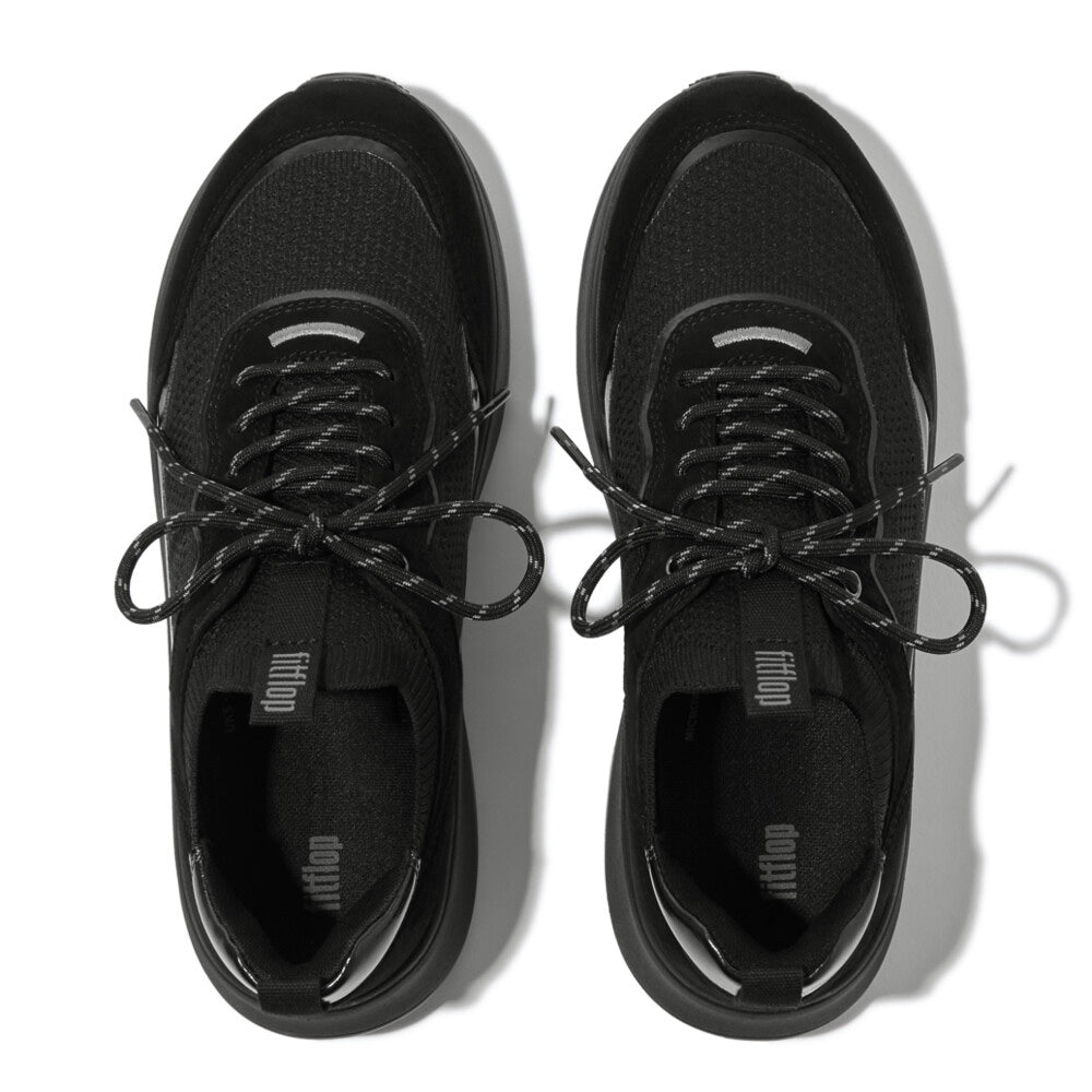 F-MODE  SUEDE/KNIT Womens Trainers All Black