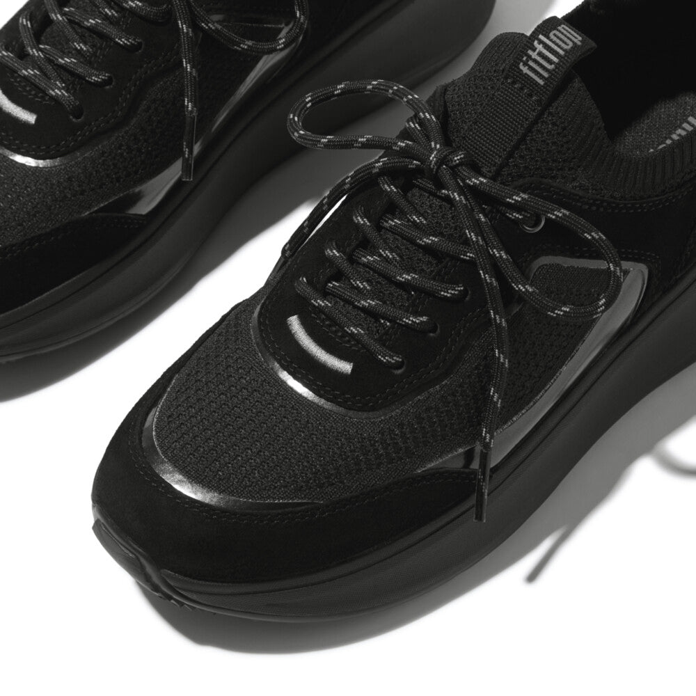 F-MODE  SUEDE/KNIT Womens Trainers All Black