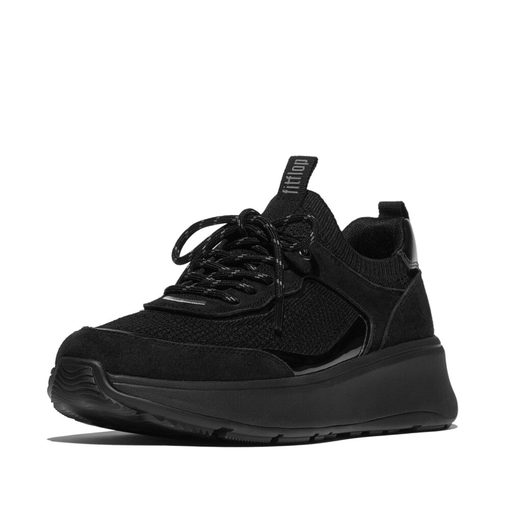 F-MODE  SUEDE/KNIT Womens Trainers All Black